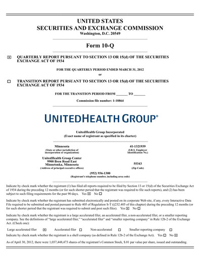 Thumbnail UnitedHealth Quarterly Report 2012-q1