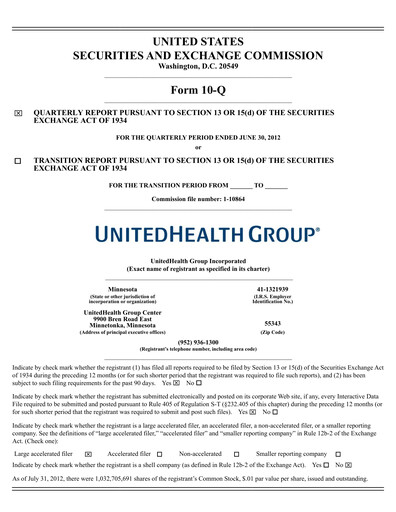 Thumbnail UnitedHealth Quarterly Report 2012-q2
