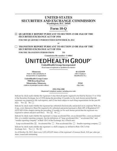 Thumbnail UnitedHealth Quarterly Report 2012-q3