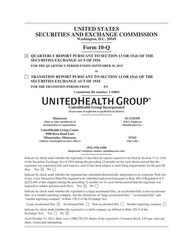 Thumbnail UnitedHealth Quarterly Report 2013-q3
