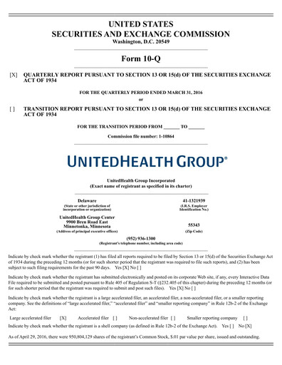 Thumbnail UnitedHealth Quarterly Report 2016-q1
