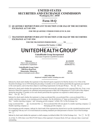 Thumbnail UnitedHealth Quarterly Report 2018-q2