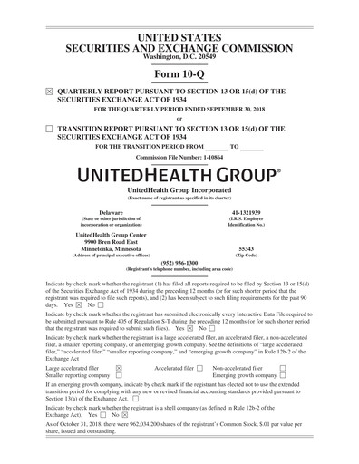 Thumbnail UnitedHealth Quarterly Report 2018-q3