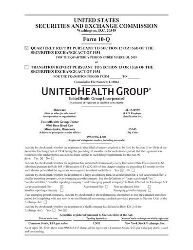 Thumbnail UnitedHealth Quarterly Report 2019-q1