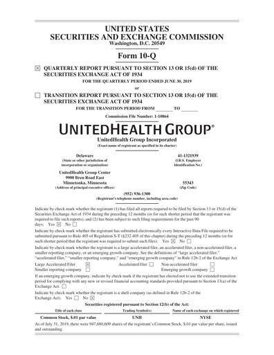 Thumbnail UnitedHealth Quarterly Report 2019-q2