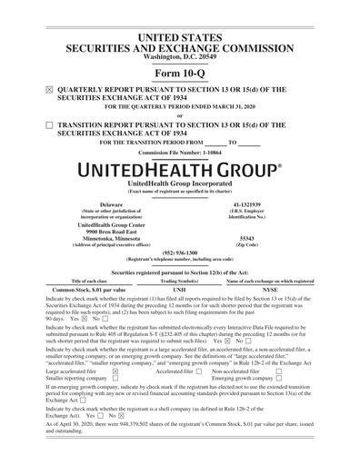 Thumbnail UnitedHealth Quarterly Report 2020-q1