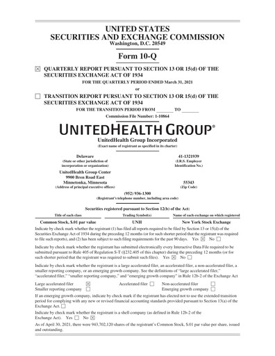 Thumbnail UnitedHealth Quarterly Report 2021-q1