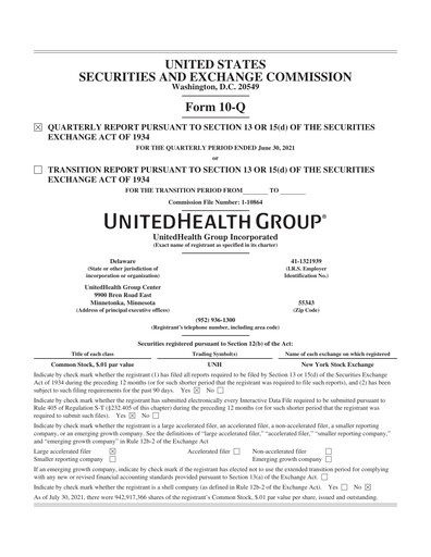 Thumbnail UnitedHealth Quarterly Report 2021-q2