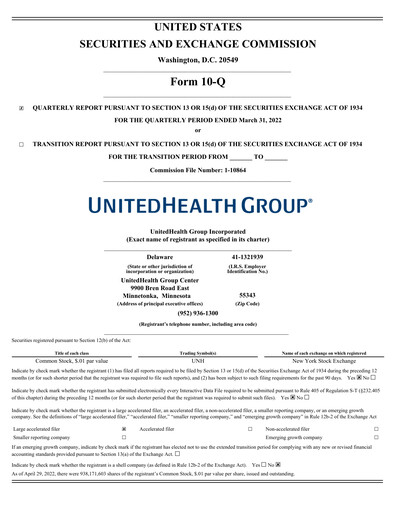 Thumbnail UnitedHealth Quarterly Report 2022-q1