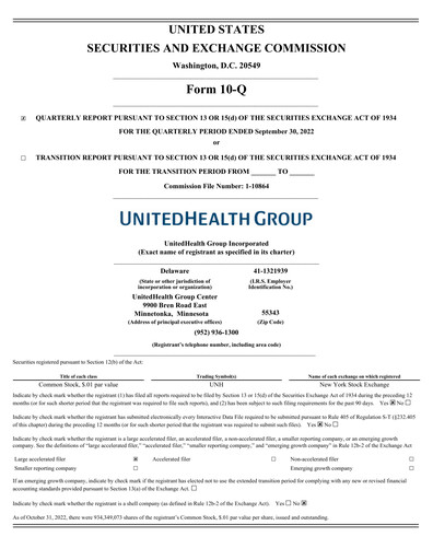 Thumbnail UnitedHealth Quarterly Report 2022-q3