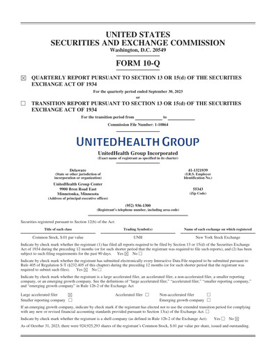 Thumbnail UnitedHealth Quarterly Report 2023-q3