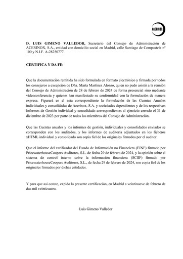 Thumbnail Acerinox Financial Report 2023