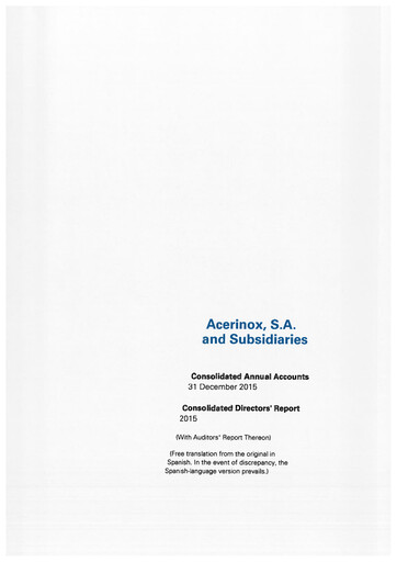 Thumbnail Acerinox Financial Statement 2015