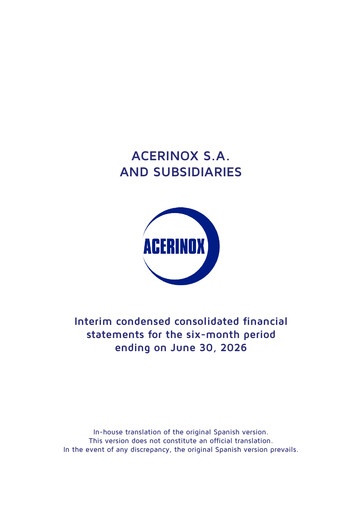 Thumbnail Acerinox Financial Statement 2026-h1