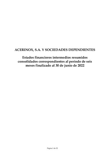 Vorschaubild Acerinox Finanzmitteilung 2022-h1