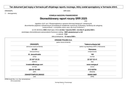 Vorschaubild Orange Polska
 Finanzmitteilung 2025