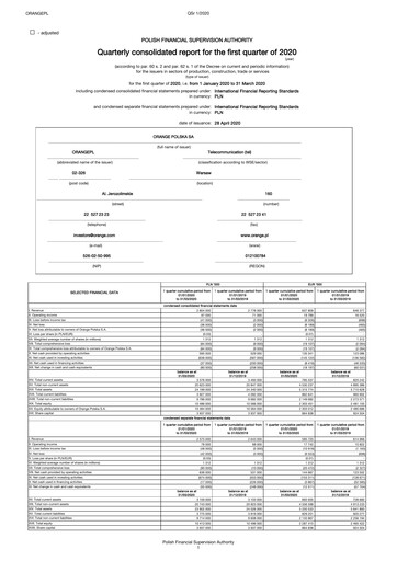 Vorschaubild Orange Polska
 Quartalsbericht 2020-q1