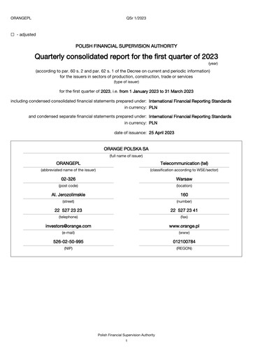 Vorschaubild Orange Polska
 Quartalsbericht 2023-q1