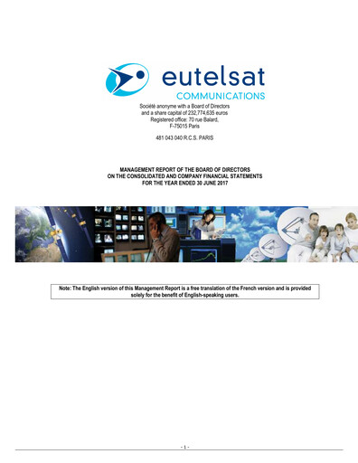 Miniature Eutelsat Rapport financier fy2017