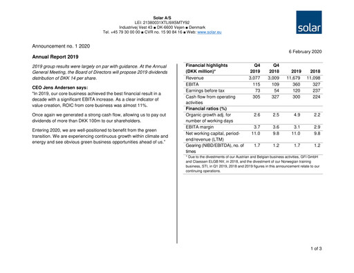 Thumbnail Solar A/S Annual Report 2019