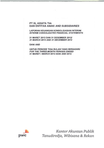 Thumbnail XL Axiata
 Quarterly Report 2013-q1