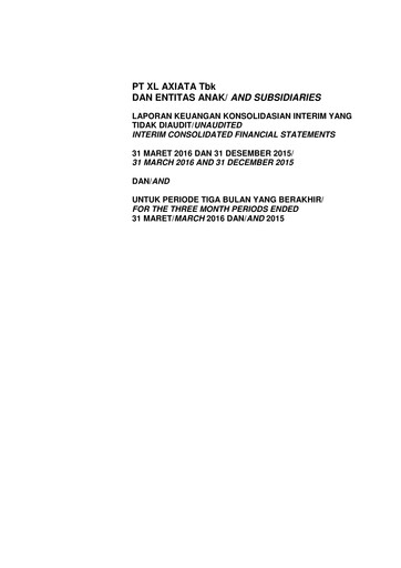 Thumbnail XL Axiata
 Quarterly Report 2016-q1