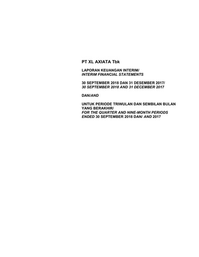 Thumbnail XL Axiata
 Quarterly Report 2018-q3