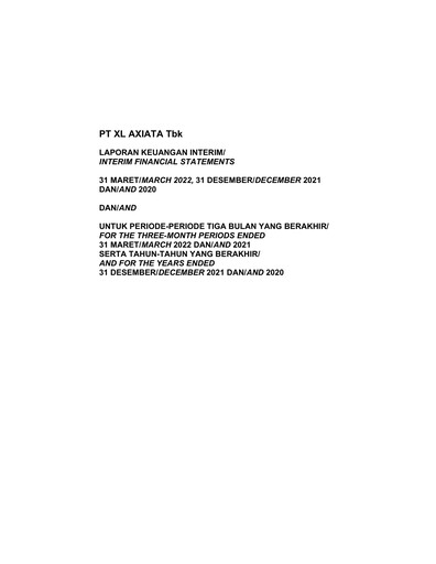 Thumbnail XL Axiata
 Quarterly Report 2022-q1