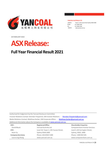 Miniature Yancoal Rapport financier 2021