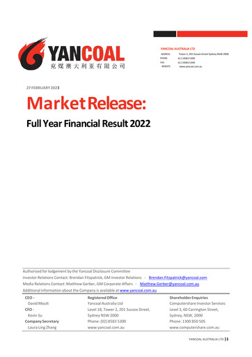 Miniature Yancoal Rapport financier 2022