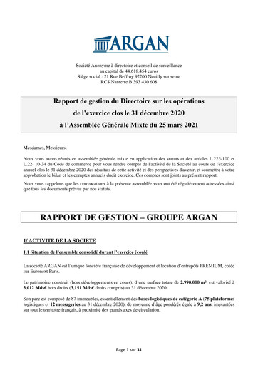 Thumbnail Argan SA Financial Report 2020