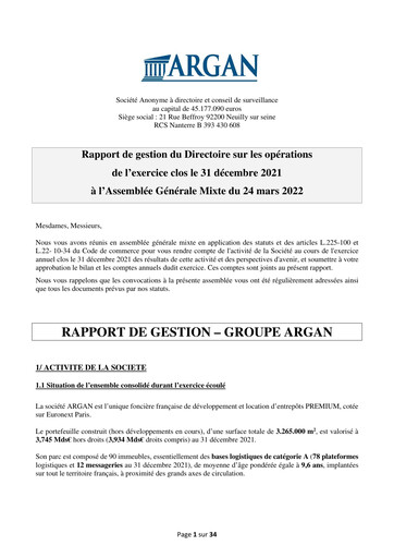 Thumbnail Argan SA Financial Report 2021