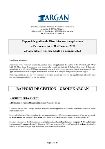 Thumbnail Argan SA Financial Report 2022