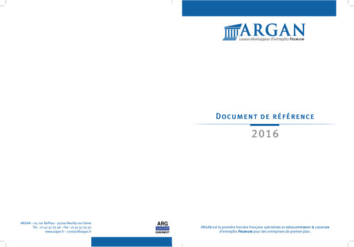 Thumbnail Argan SA Universal Registration Document 2016