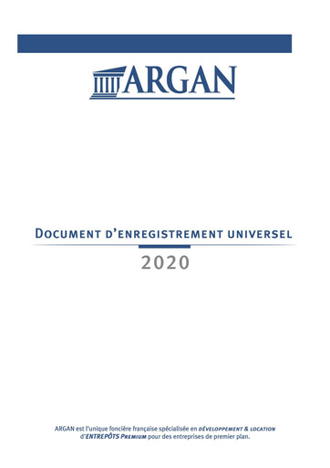 Thumbnail Argan SA Universal Registration Document 2020
