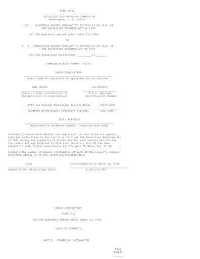 Thumbnail Exxon Mobil Quarterly Report 1996-q1