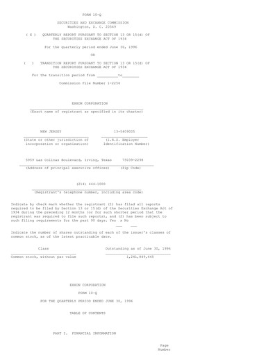 Thumbnail Exxon Mobil Quarterly Report 1996-q2