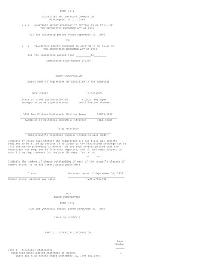 Thumbnail Exxon Mobil Quarterly Report 1996-q3