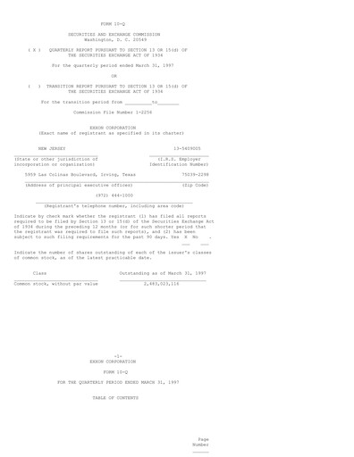 Thumbnail Exxon Mobil Quarterly Report 1997-q1