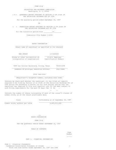 Thumbnail Exxon Mobil Quarterly Report 1997-q3