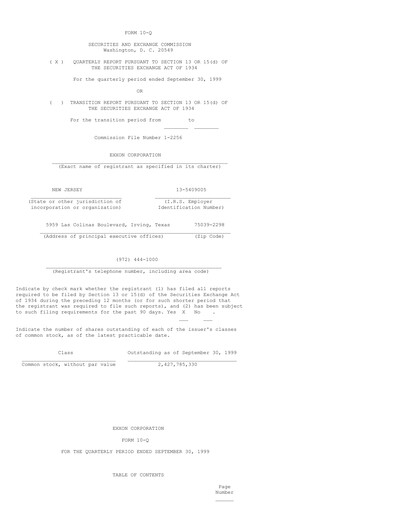 Thumbnail Exxon Mobil Quarterly Report 1999-q3