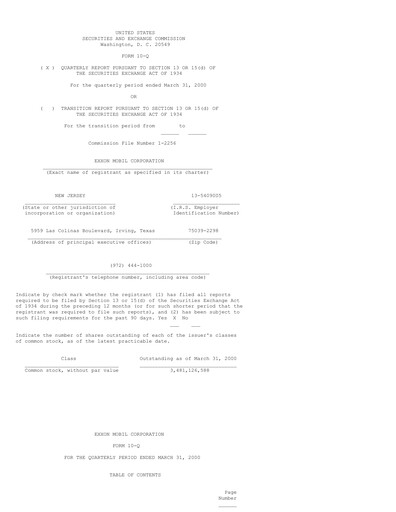 Thumbnail Exxon Mobil Quarterly Report 2000-q1