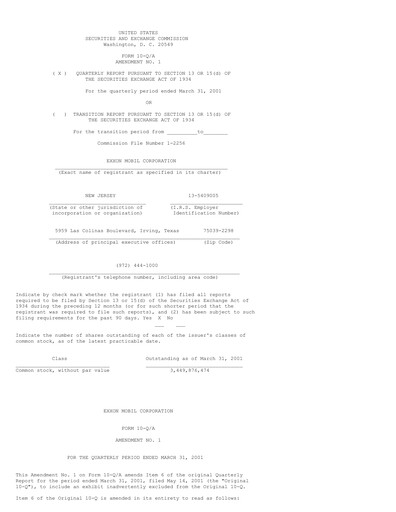 Thumbnail Exxon Mobil Quarterly Report 2001-q1