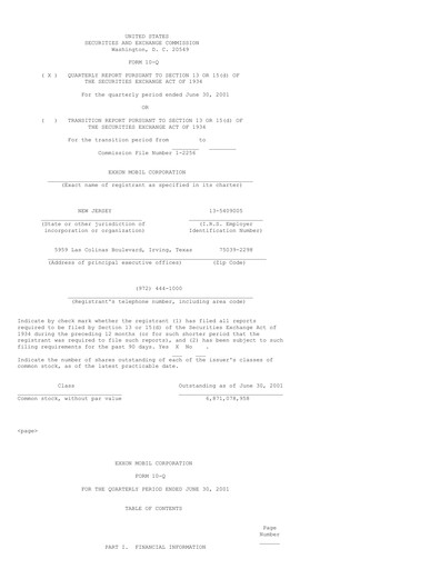 Thumbnail Exxon Mobil Quarterly Report 2001-q2