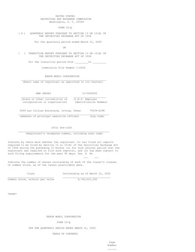 Thumbnail Exxon Mobil Quarterly Report 2002-q1