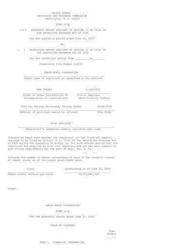 Thumbnail Exxon Mobil Quarterly Report 2002-q2