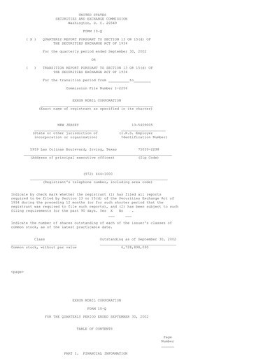 Thumbnail Exxon Mobil Quarterly Report 2002-q3
