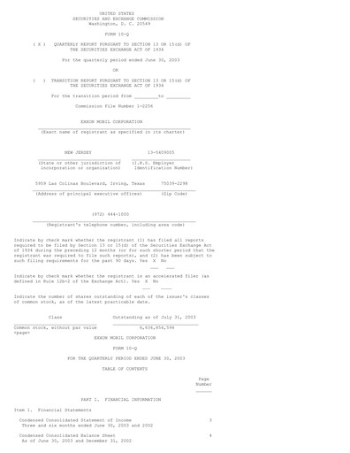 Thumbnail Exxon Mobil Quarterly Report 2003-q2