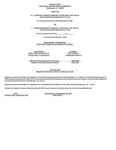 Thumbnail Exxon Mobil Quarterly Report 2003-q3