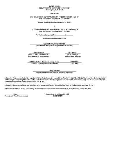 Thumbnail Exxon Mobil Quarterly Report 2005-q1